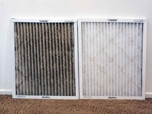 A comparison of clean and dirty air conditioning filters